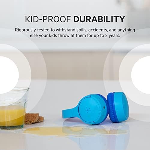 Belkin SoundForm Mini Kids On-Ear Wireless Headphones - Blue, BKN-AUD002BTBL Belkin SoundForm Mini Kids On-Ear Wireless Headphones - Blue, BKN-AUD002BTBL